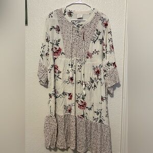 Knox Rose boho cream floral flowy dress
